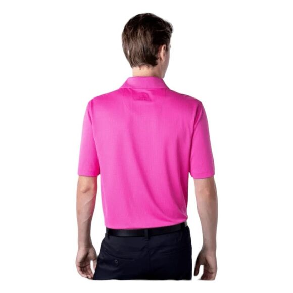 Pebble Beach Performance Golf Polo Shirt Bright Pink Grid Pattern Short Sleeve L - Picture 5 of 9